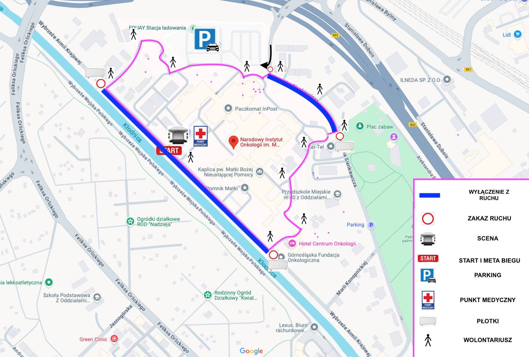 Mapka z trasą biegu Mapka z trasą biegu