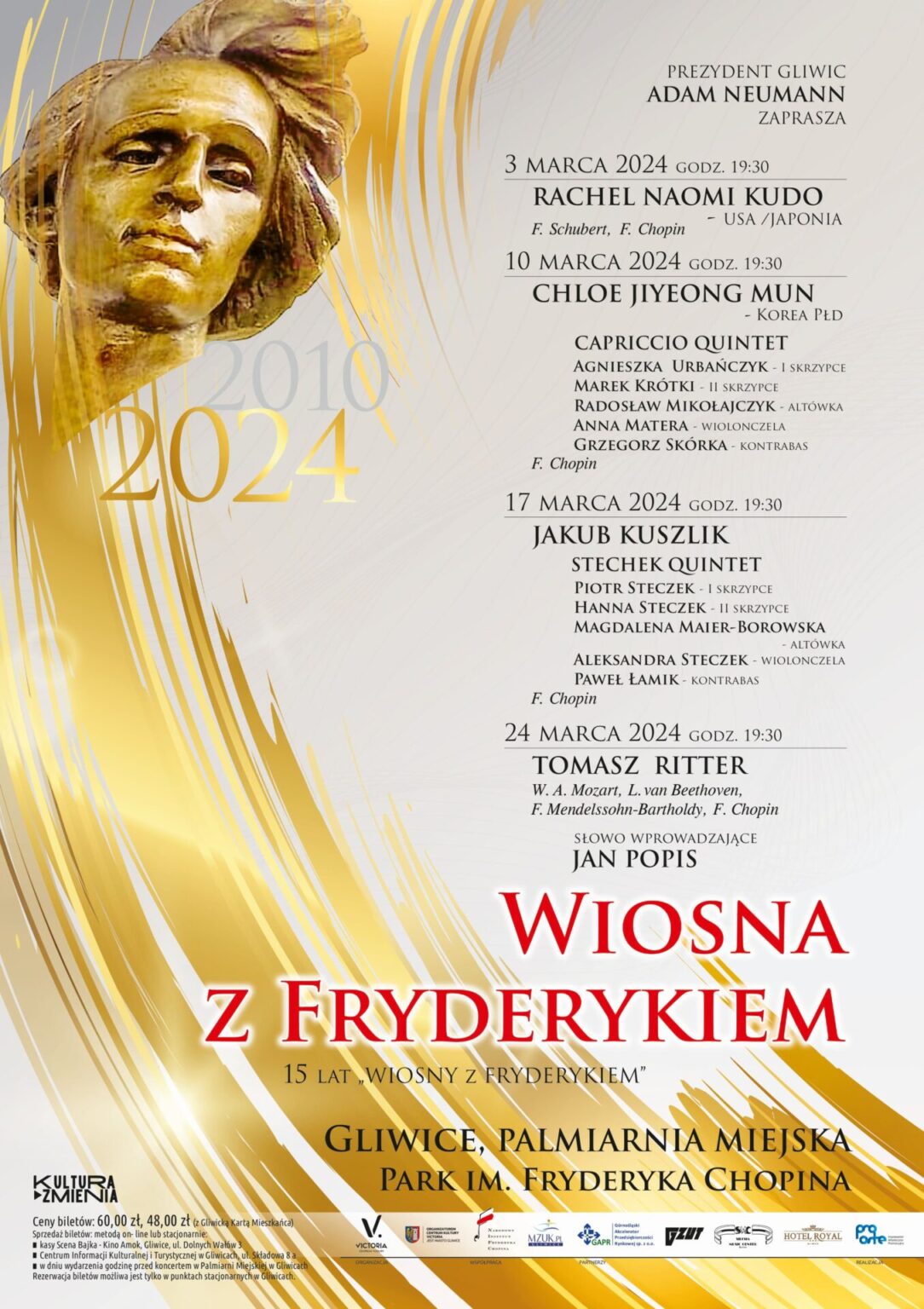 Podobizna f. Chopina, rozpiska koncertów/plakat