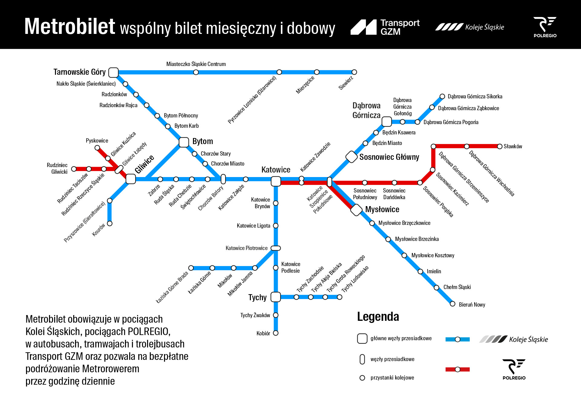 mapa połączeń kolejowych w metropolii