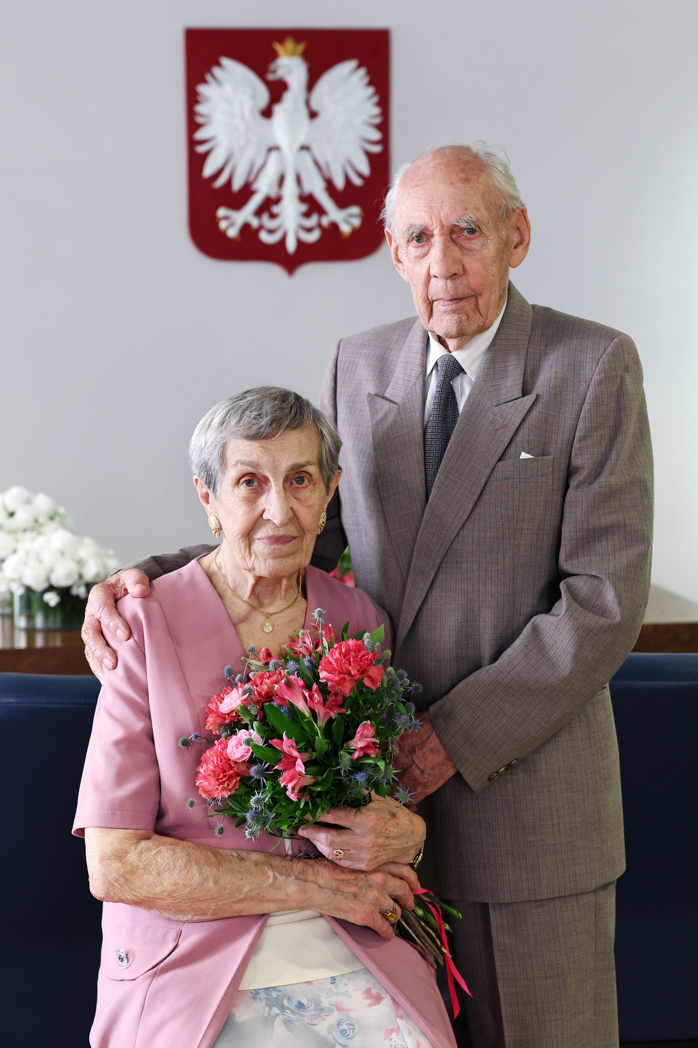 Państwo Wilhelmina i Józef Broszkowie świętowali Kamienne Gody (70-lecie małżeństwa). Fot. D.Nita-Garbiec/UM Gliwice para małżeńska