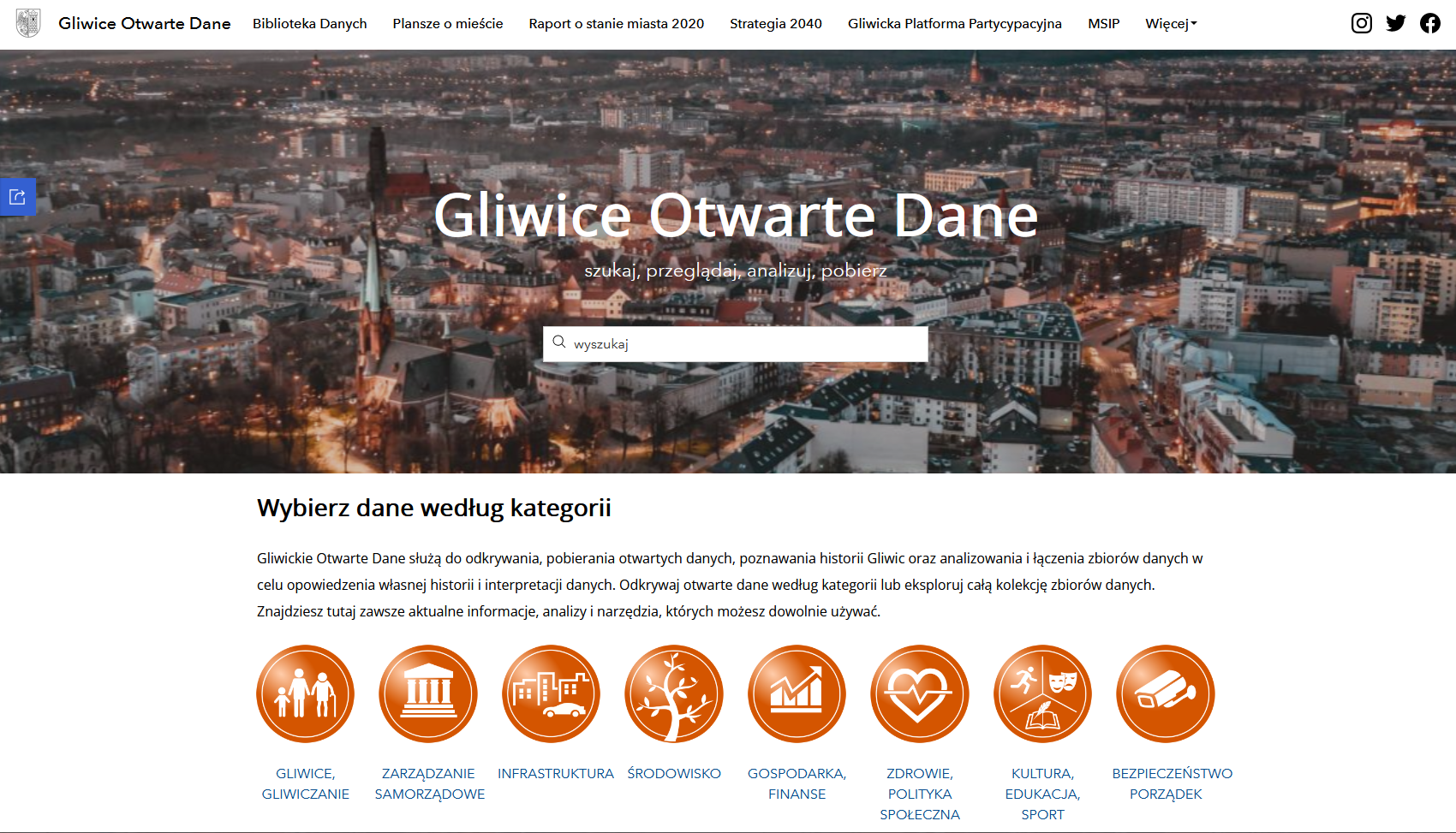 Zrzut z ekranu portalu Gliwice Otwarte Dane