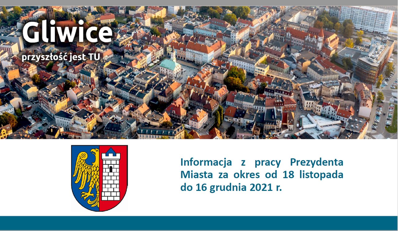 Informacja o pracy Prezydenta Miasta Gliwice za okres od 18 listopada do 16 grudnia 2021 roku