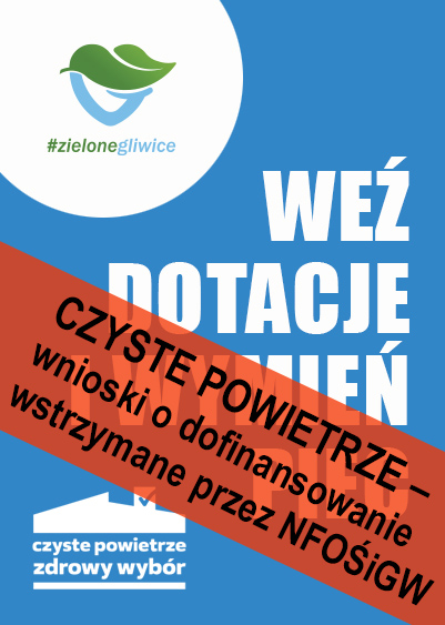 niebieskie tło i biały napis WEŹ DOTACJĘ I WYMIEŃ PIEC