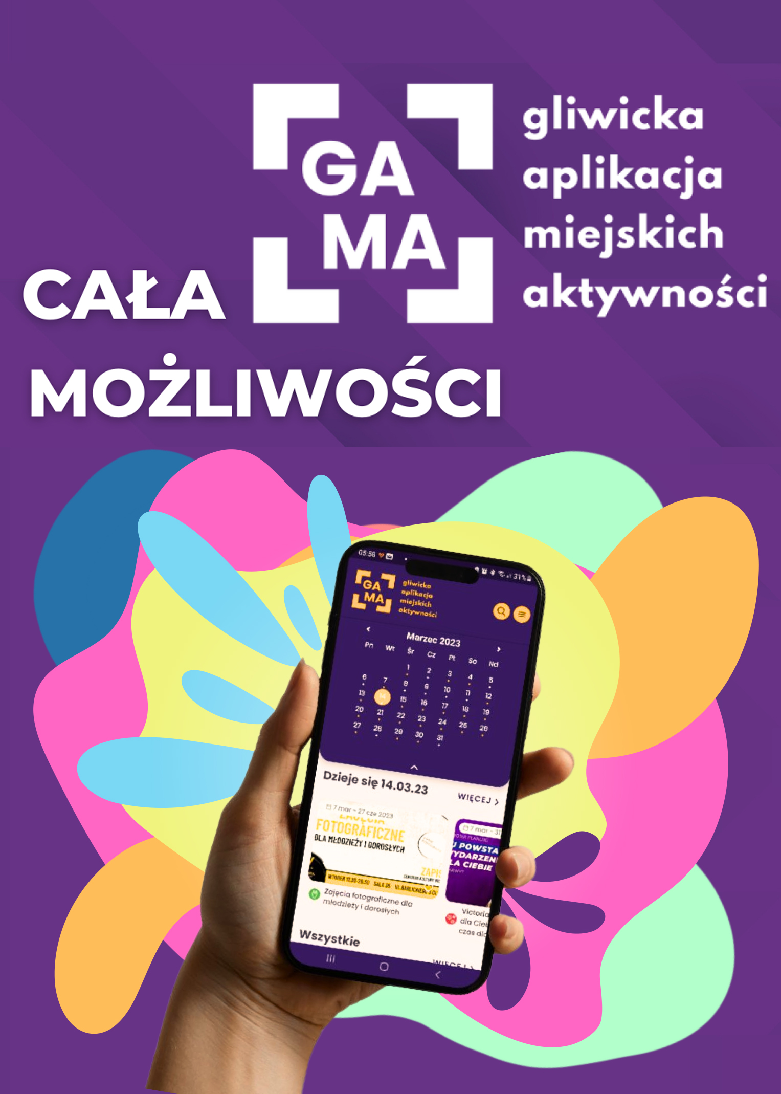 smartfon z wyświetloną aplikacją GAMA