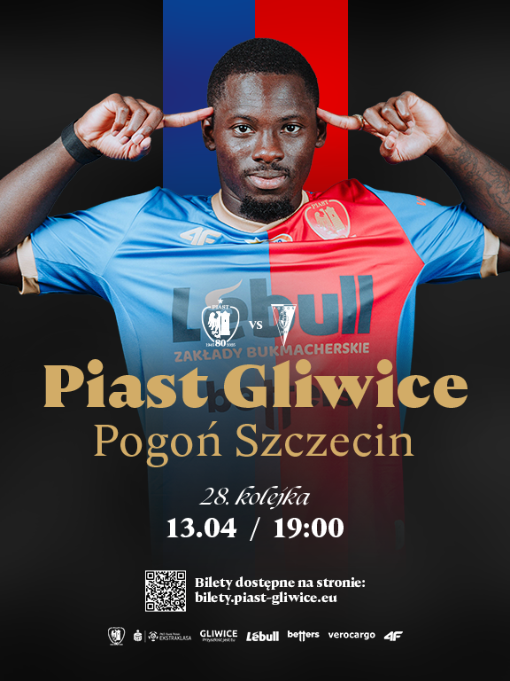 baner zajawiający mecz Piasta Gliwice z Pogonią Szczecin