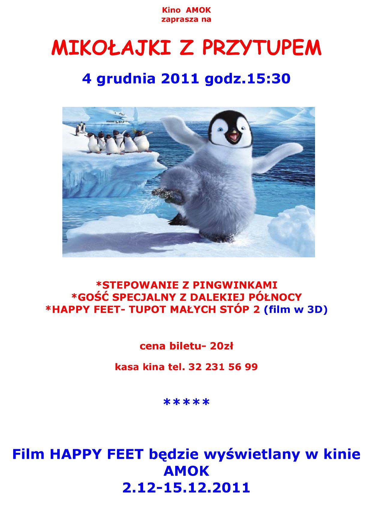 Mikołajki z przytupem. Film "Happy feet 2" w 3D