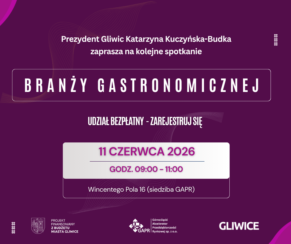Jak skuteczniej promować gliwicką gastronomię i budować kulinarną markę miasta? O tym będą rozmawiać właściciele restauracji, kawiarni i punktów gastronomicznych podczas kolejnego spotkania branżowego organizowanego przez Biuro Pełnomocnika Prezydenta Gliwic ds. Przedsiębiorców