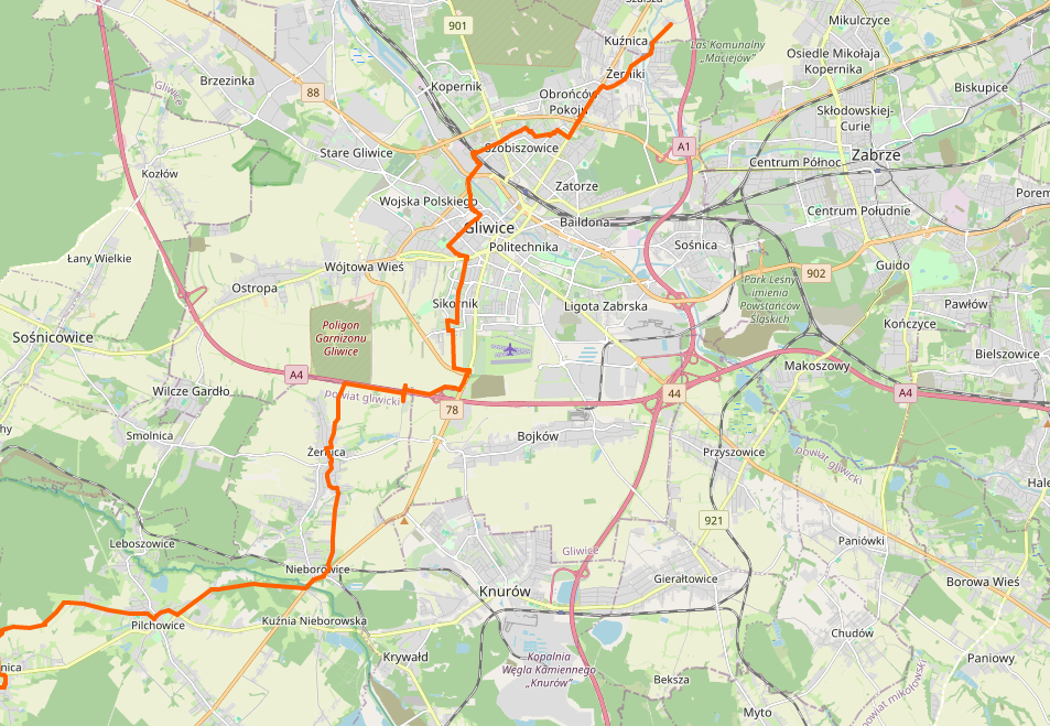 trasa rowerowa Żerniki-Pilchowice