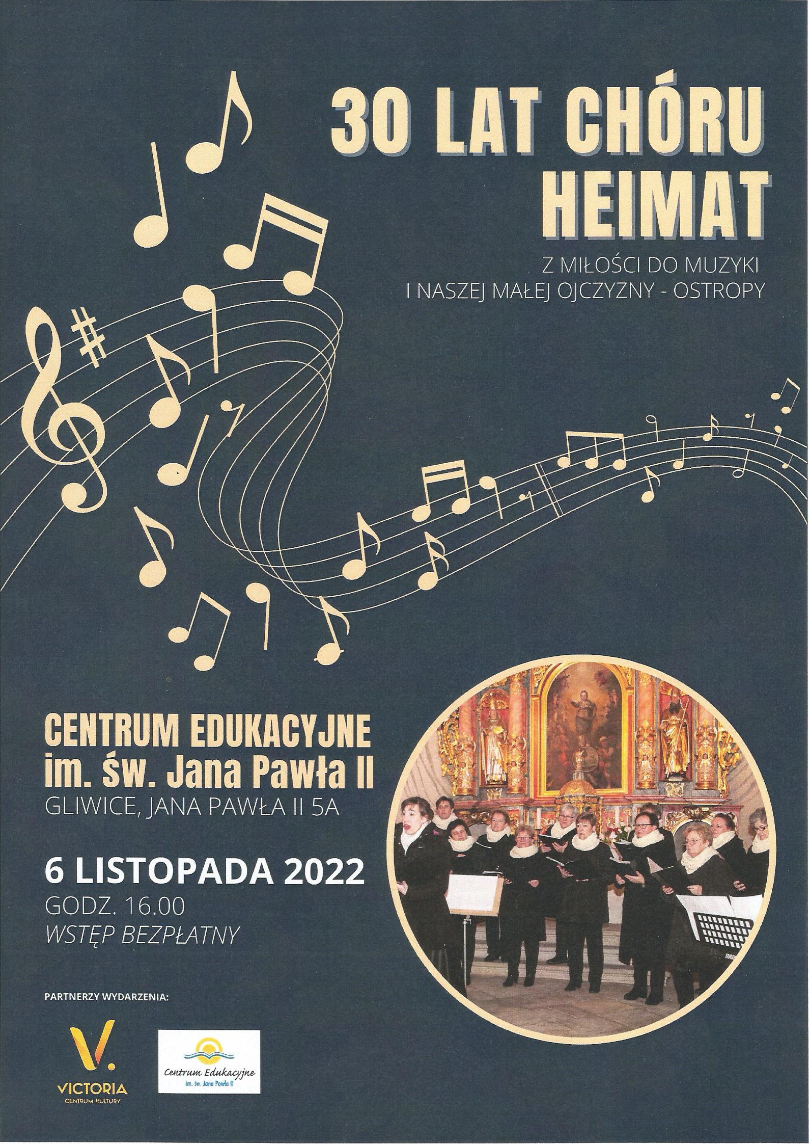 plakat promujący jubileuszowy koncert chóru