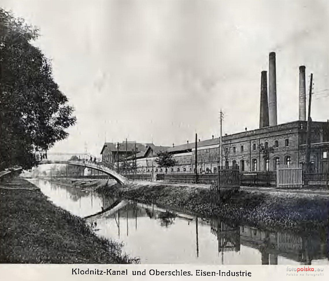 Lata 1895–1900: Kanał Kłodnicki, z prawej Fabryka Drutu