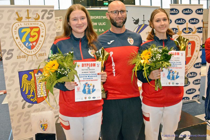 Oliwia Janeczek i Magda Ratyna z trenerem