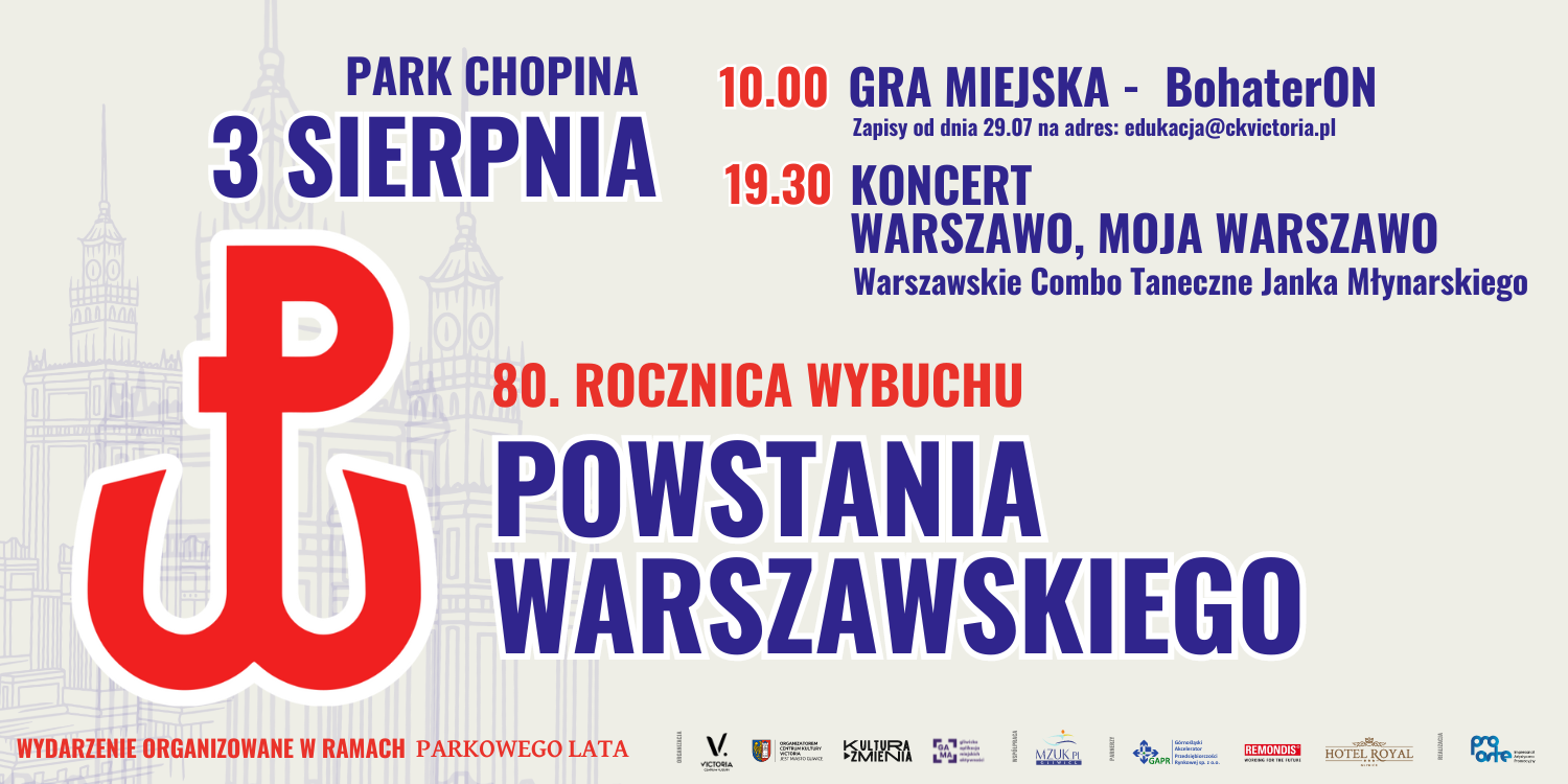 Plakat wydarzeń w Gliwicach 3 sierpnia