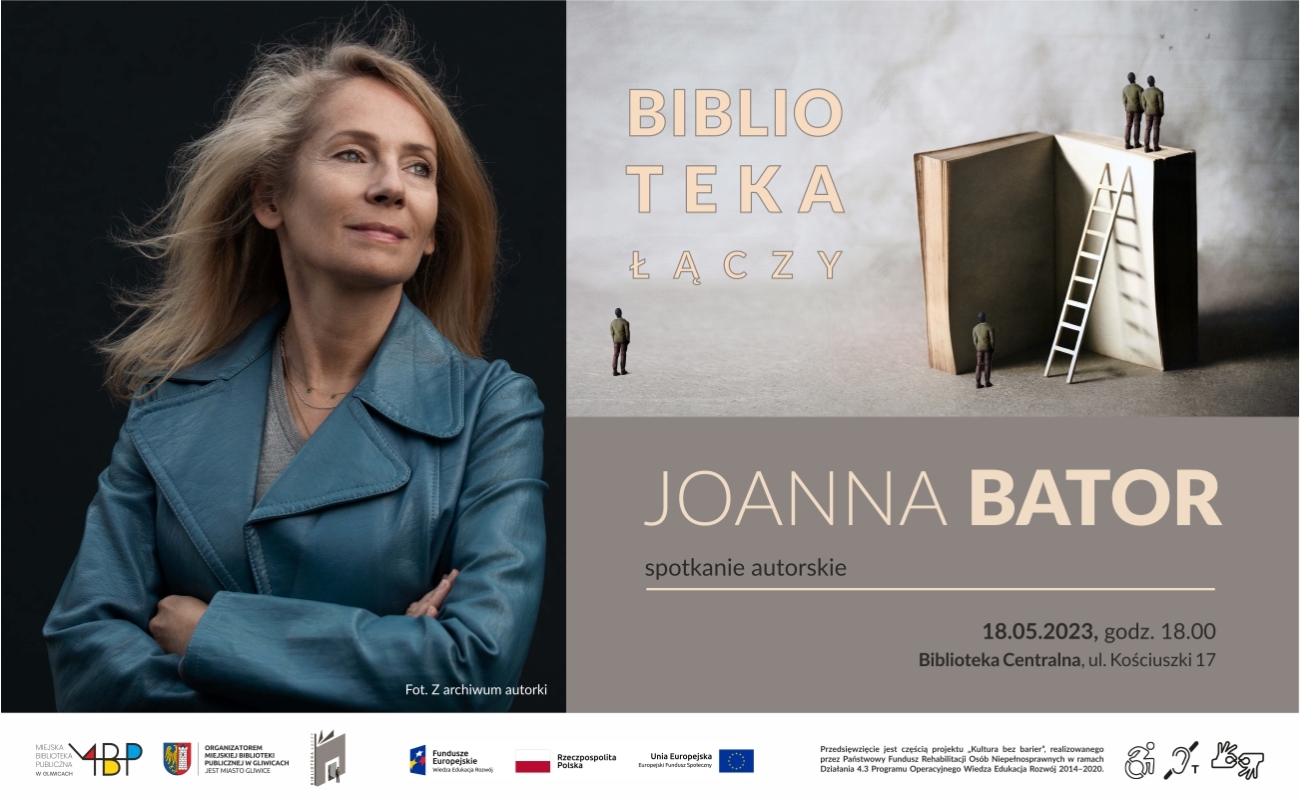 Plakat promujący spotkanie z Joanną Bator