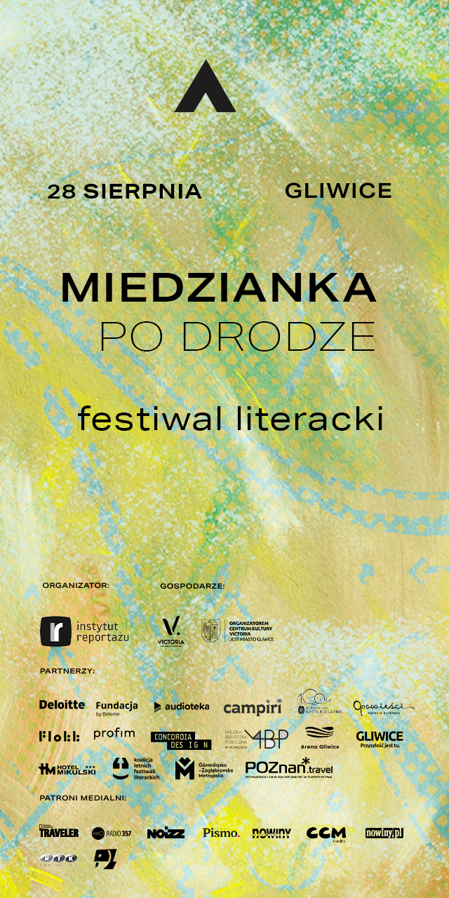plakat promujący festiwal Miedzianka Po Drodze w Gliwicach, na grafice wymienieni zostali partnerzy festiwalu 