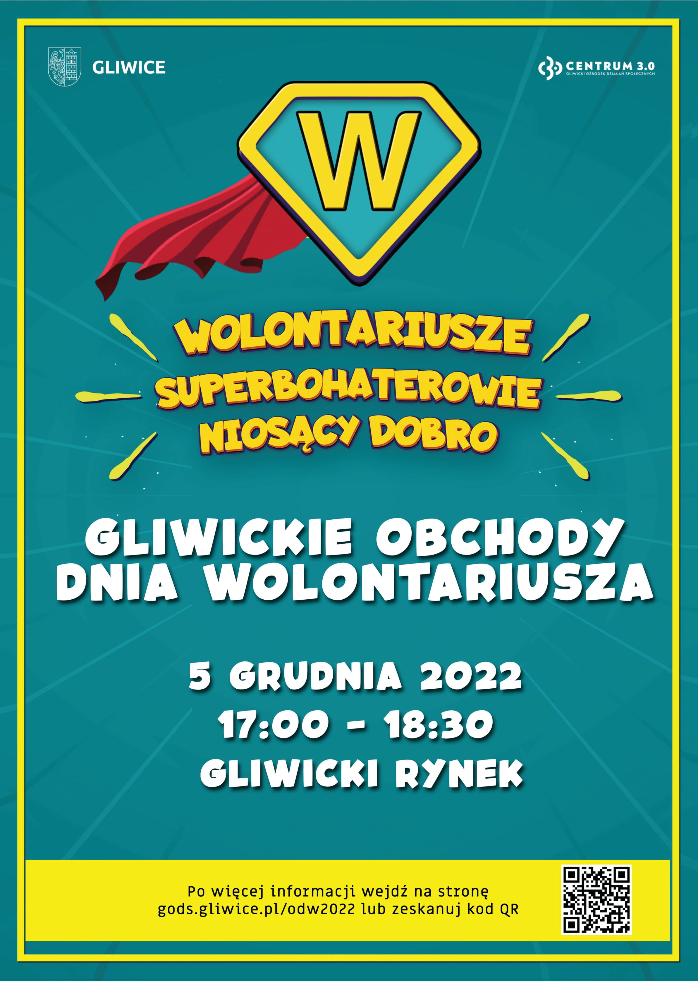 Plakat promujący gliwickie obchody Dnia Wolontariusza