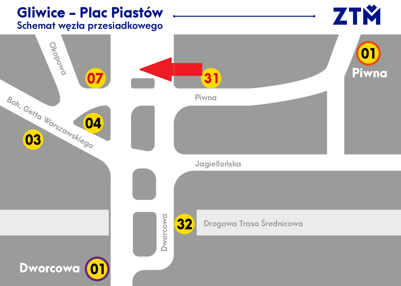 przeniesienie przystanku na placu Piastów w Gliwicach
