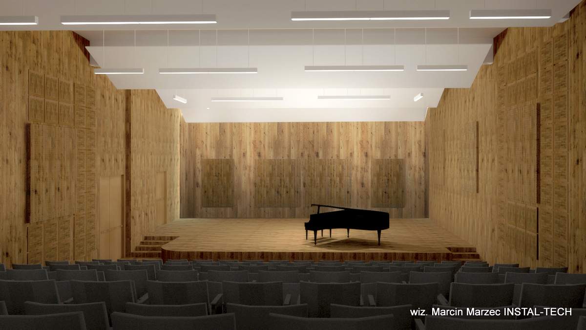 Projekt sali koncertowej w nowej siedzibie PSM przy ul. ks. Ziemowita 12