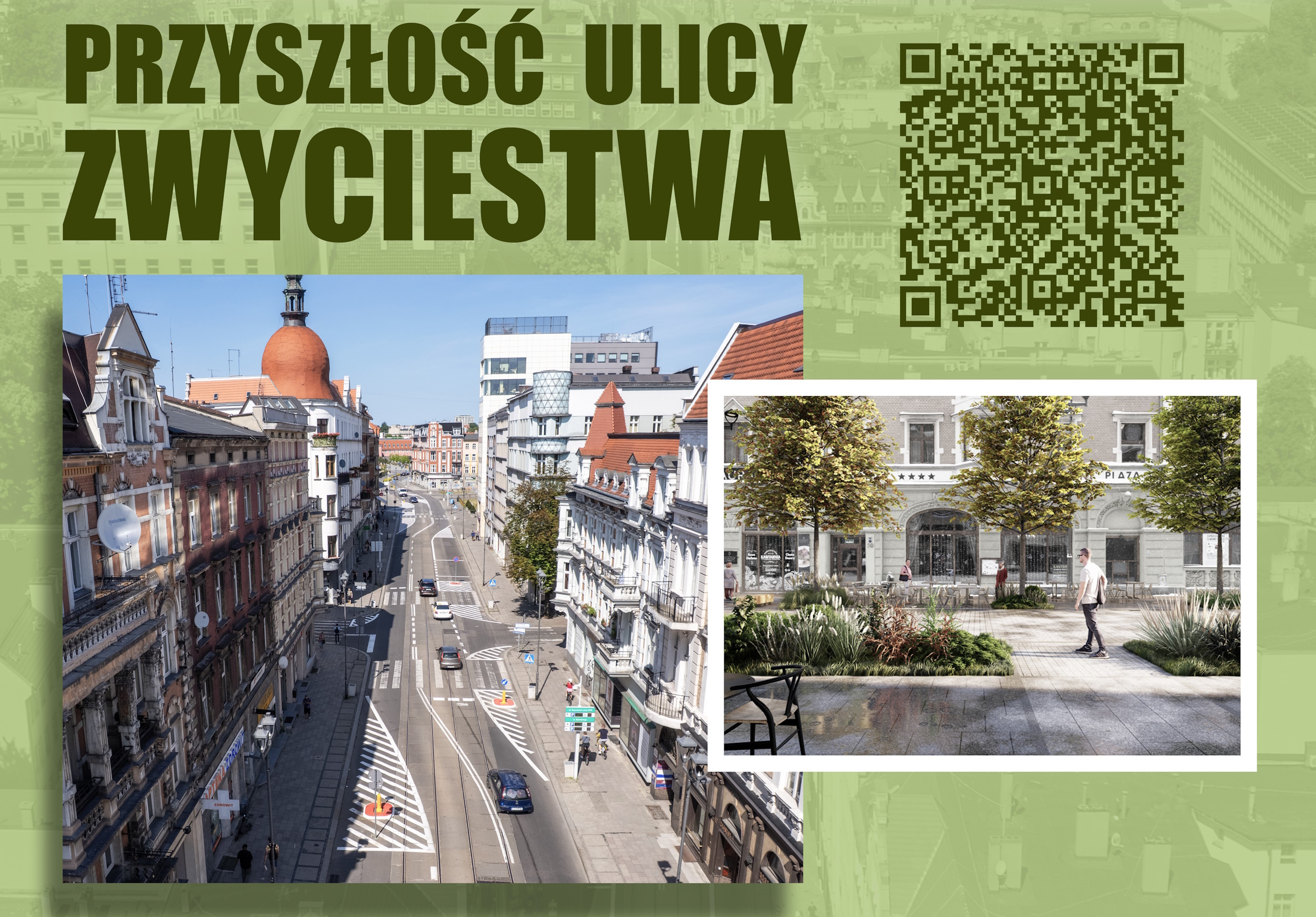 baner ze zdjęciem i wizualizacją ulicy Zwycięstwa